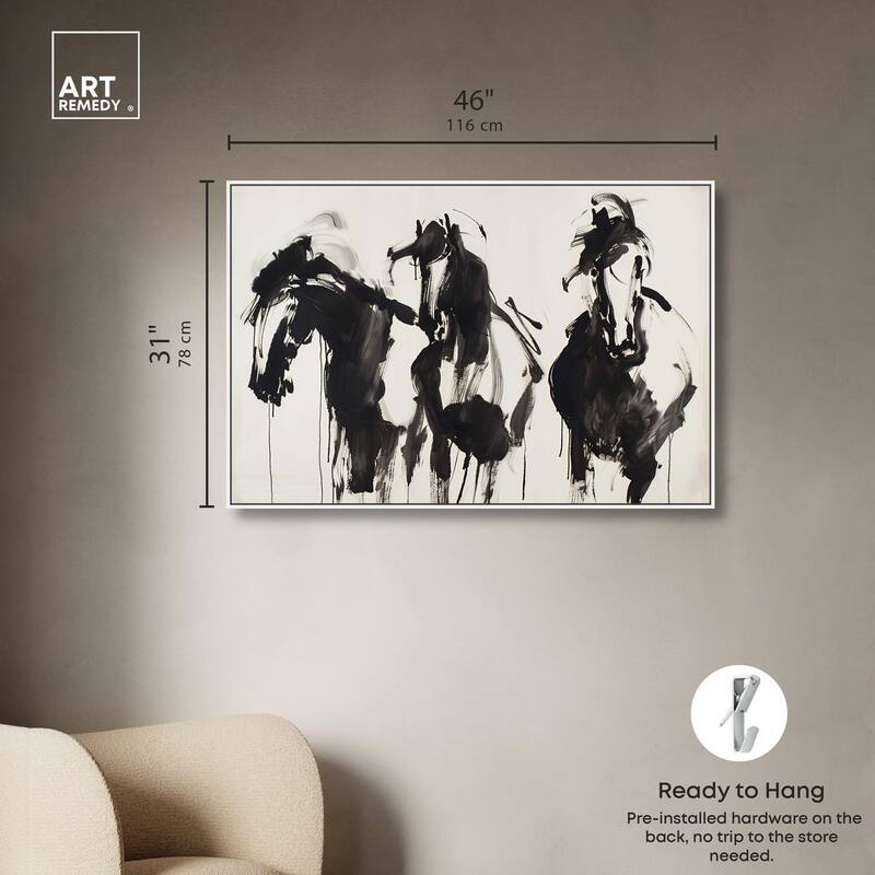 Horses in Ink Canvas by Art Remedy