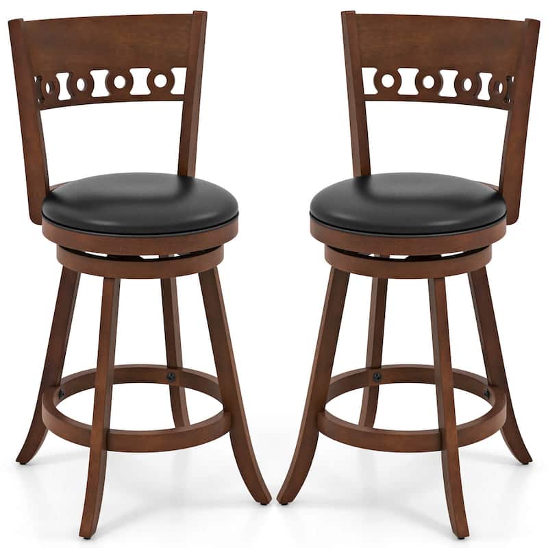 Gymax 4PCS 24.5'' Counter Height Bar Chairs Swivel Bar Stools w/