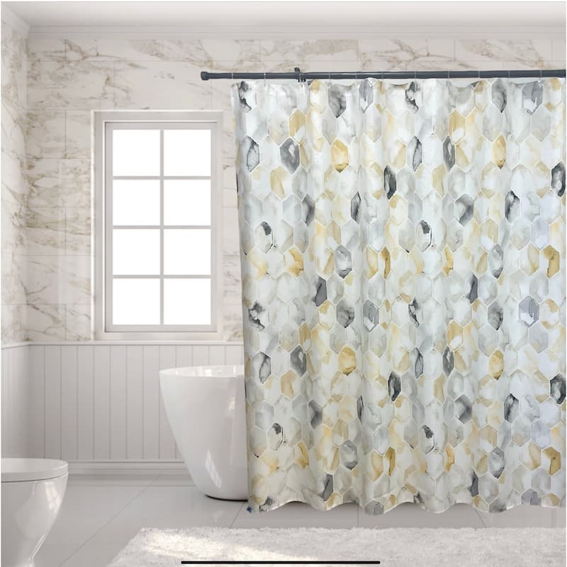 Allen Watercolor Tiles Single Shower Curtain