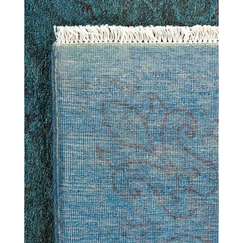 Overton Hand Knotted Wool Vintage Inspired Modern Contemporary Overdyed Blue Area Rug - 5' 8" x 8' 1"