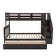 preview thumbnail 33 of 43, Stairway Bunk Bed with Drawers and Storage Steps, Twin Over Full Storage Platform Bed with Slide, Ladder, Guardrails and Armrest