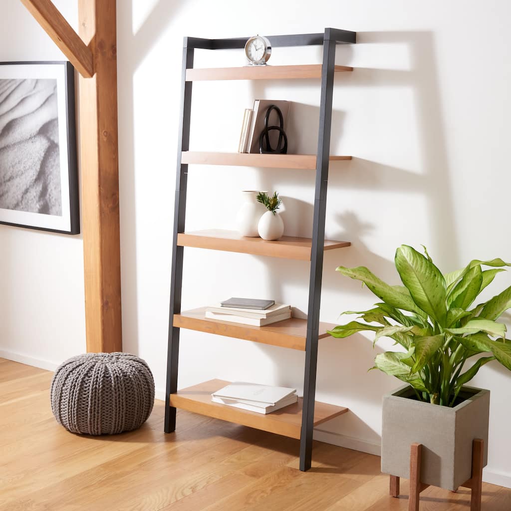 SAFAVIEH Babs 5-Tier Leaning Etagere Bookcase - 31.5" W x 11" L x 72.4" H - 31Wx11Dx72H