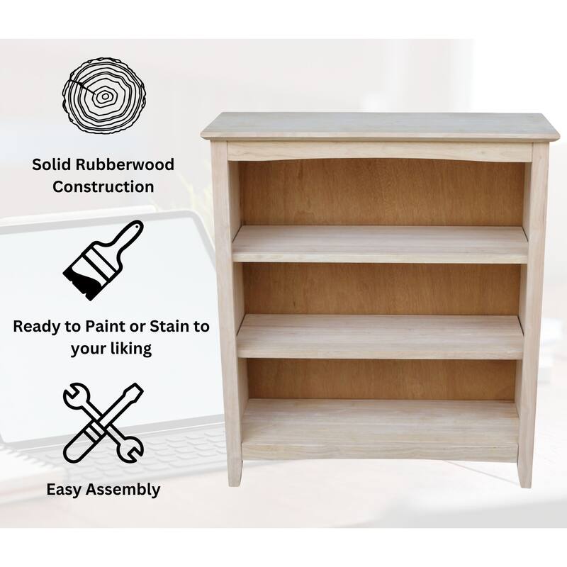 International Concepts Solid Wood Shaker Bookcase