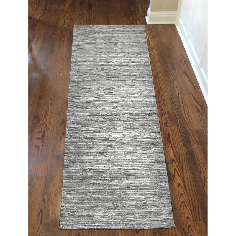 Admire Home Living Sognatore 1228 Transitional Striated Area Rug - 2'2" X 7'7" - Grey