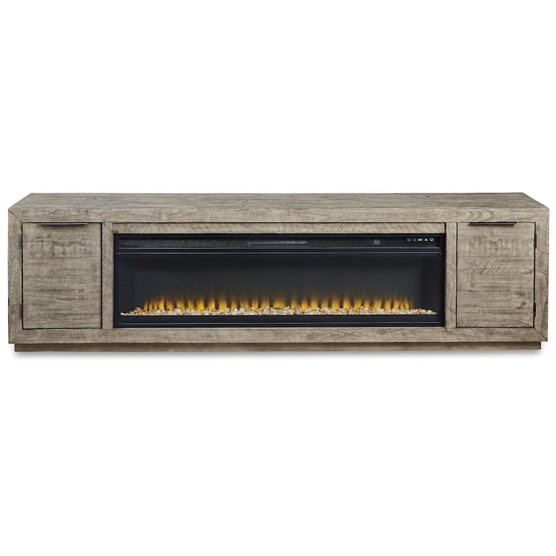 Signature Design by Ashley Krystanza 92" TV Stand for TVs up to 105" with Electric Fireplace - 92"W x 18"D x 25"H