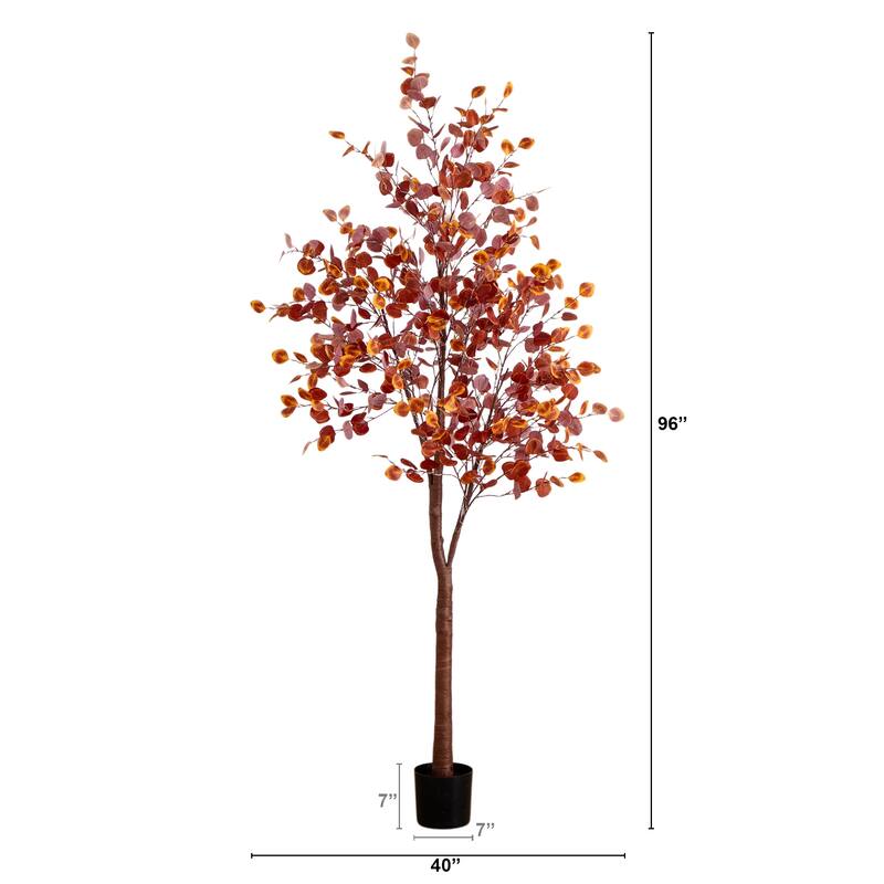 8-ft Pre-Lit Grand Autumn Eucalyptus Artificial Fall Tree - Green