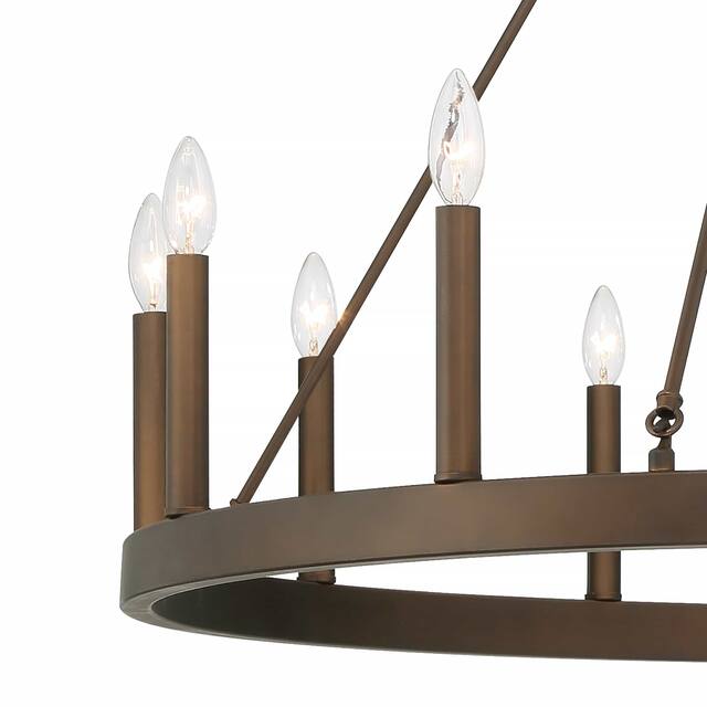 Acroma 12 Light 40 In Modern Farmhouse Wagon Wheel Chandelier-UL