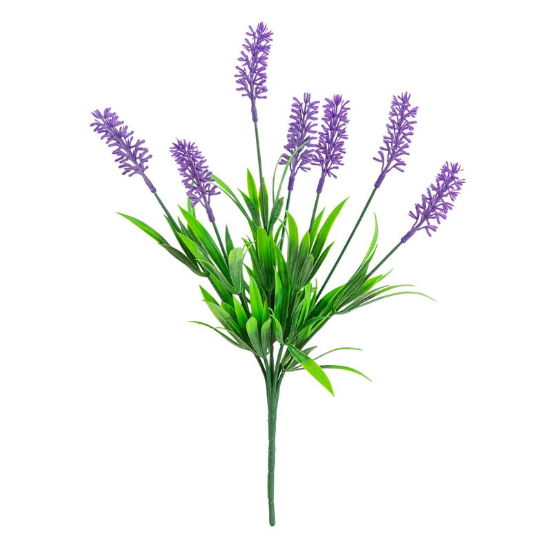 14-in UV Resistant Artificial Flowering Lavender Bush - Set of 12