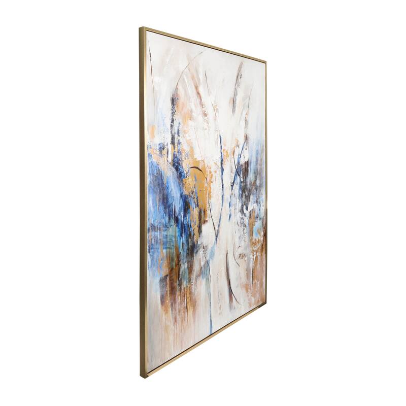 Sagebrook Home Modern 74X50 Framed Abstract Canvas,Rectangle Wall Art