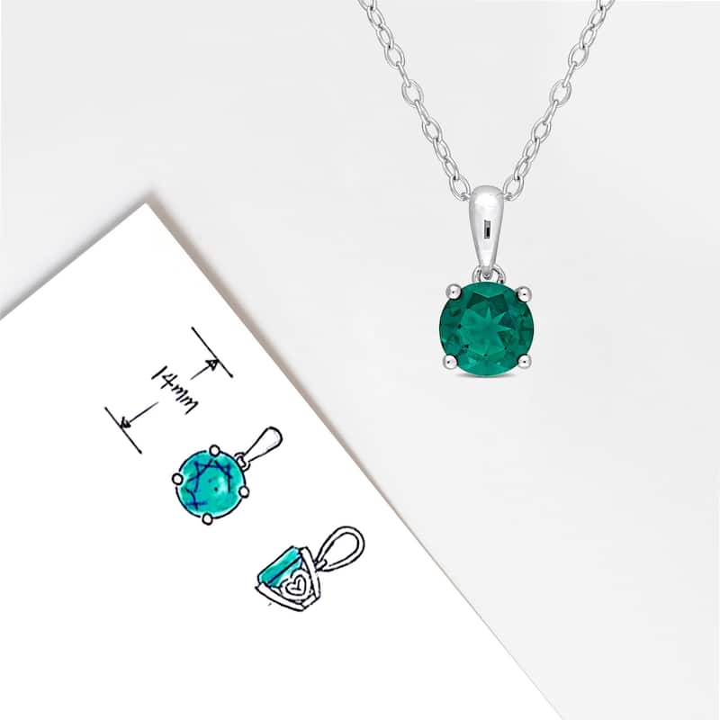Miadora Birthstone Gemstone Heart Design Solitaire Necklace Sterling Silver