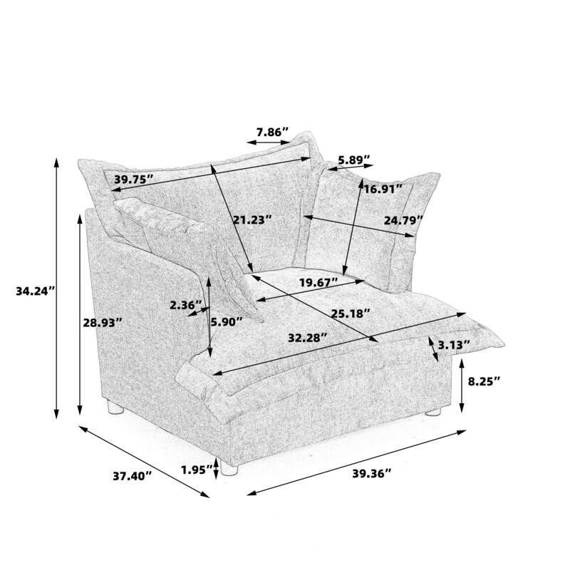 Upholstered Chenille Arm Club Chair Cloud corner cahir