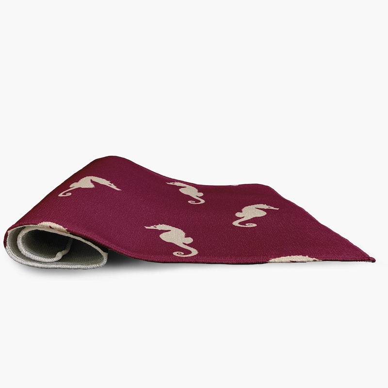 Sea Horses Beach Style Chenille Area Rug