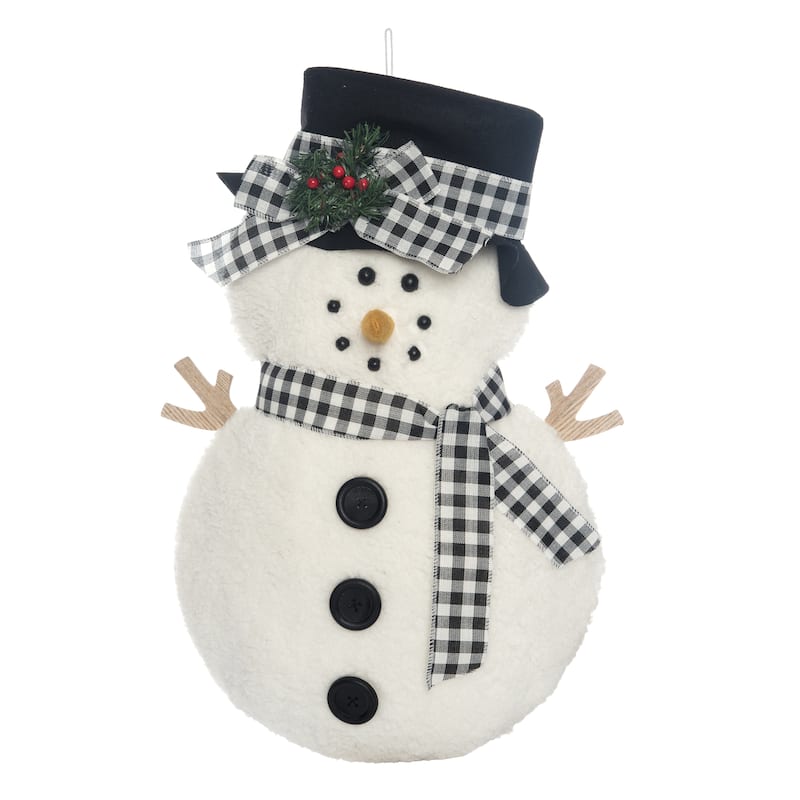 Transpac Fabric 24 in. Off-White Christmas Snowman Door