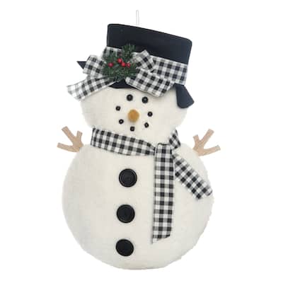 Transpac Fabric 24 in. Off-White Christmas Snowman Door