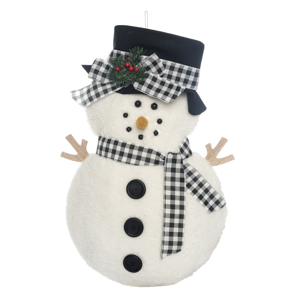 Transpac Fabric 24 in. Off-White Christmas Snowman Door