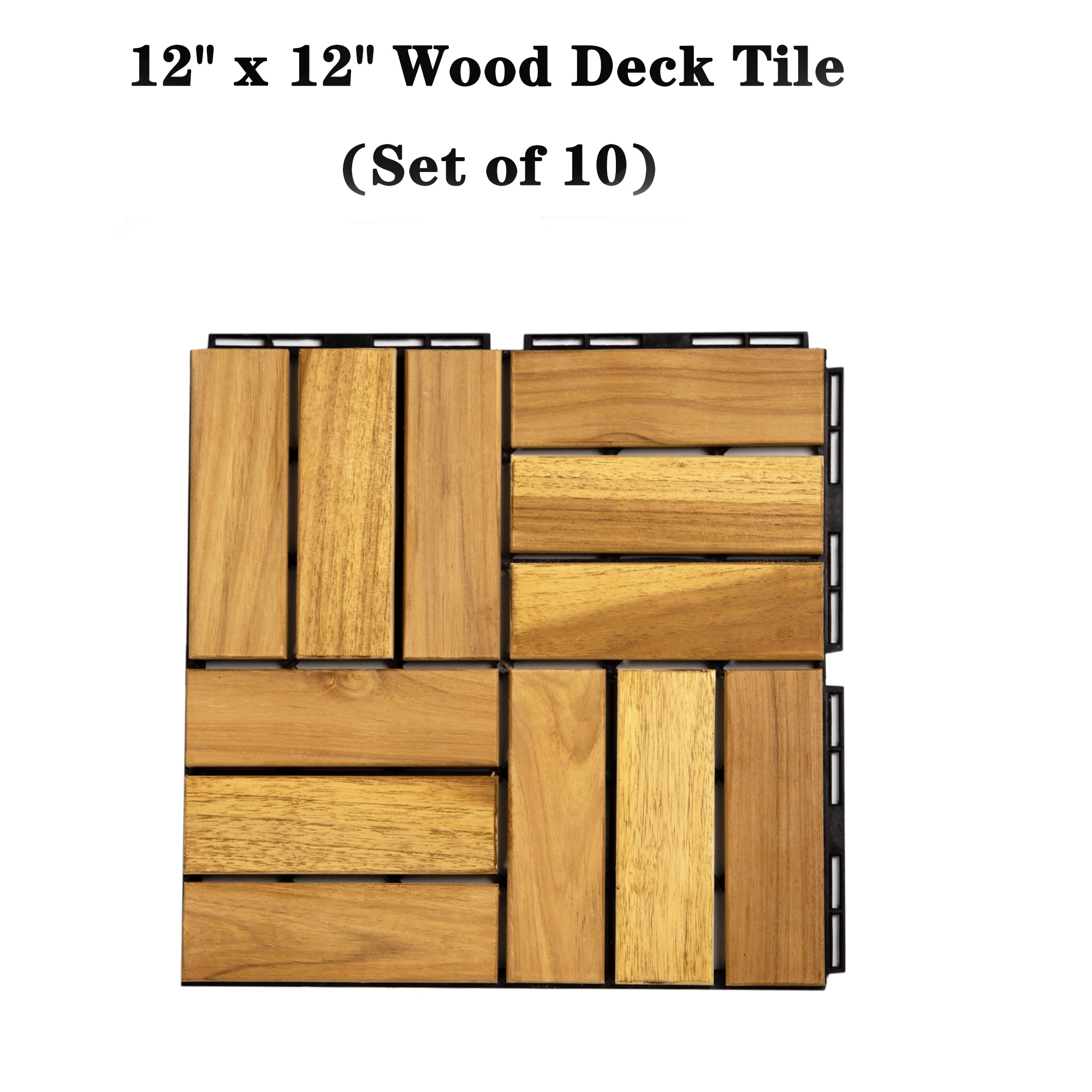 12" x 12" Square Patio Wood Teak Interlocking Deck Tiles(Box of 10) Bed  Bath  Beyond 35655269