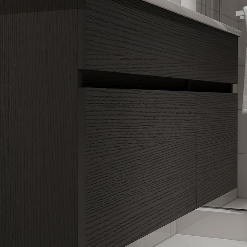 Chelce 32" Black and White Wall Mounted Bathroom Vanity with Faux Marble Countertop and Ceramic Sink