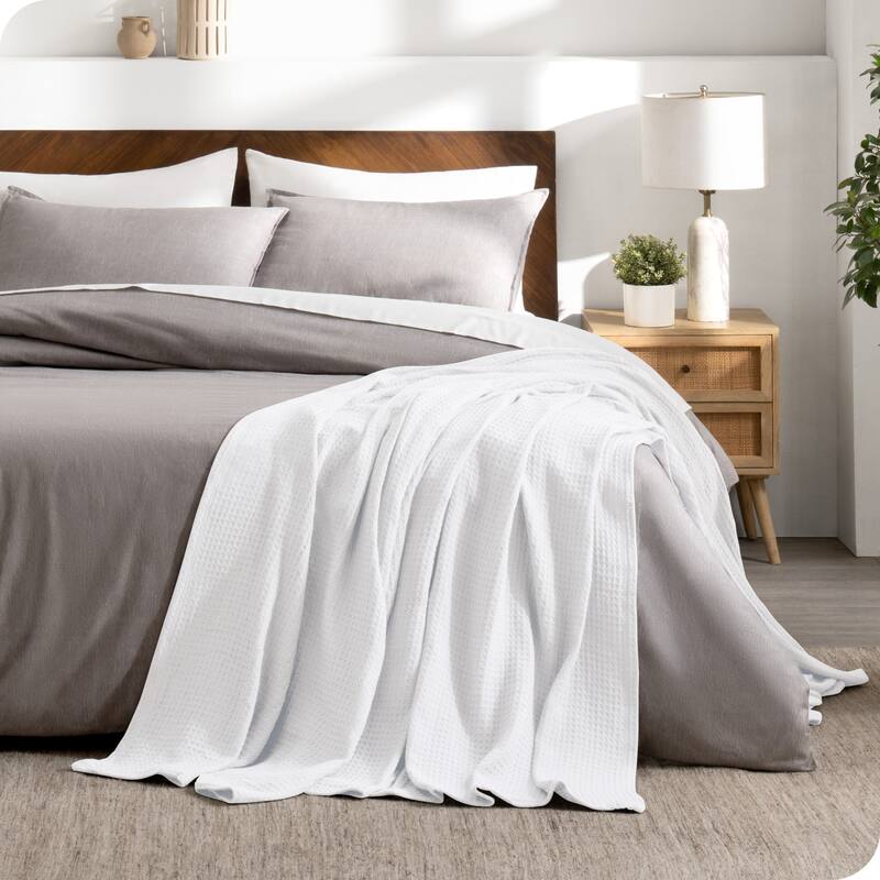 Bare Home Cotton Waffle Bed Blanket