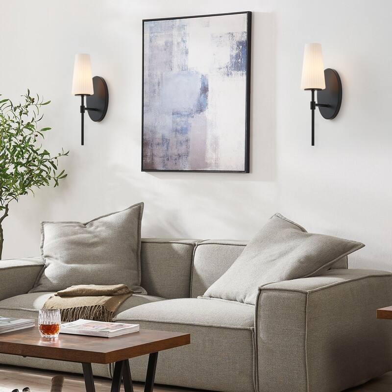 KAWOTI 16" 1- Light Wall Sconce with Opal Glass Shade