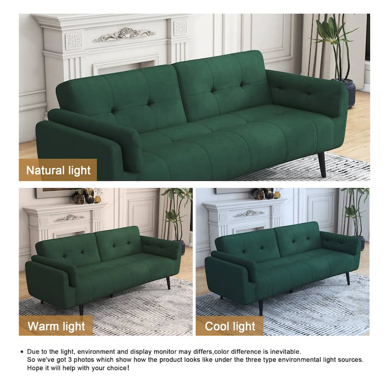75" Convertible Sleeper Futon Sofa Bed With Adjustable Tufted Back