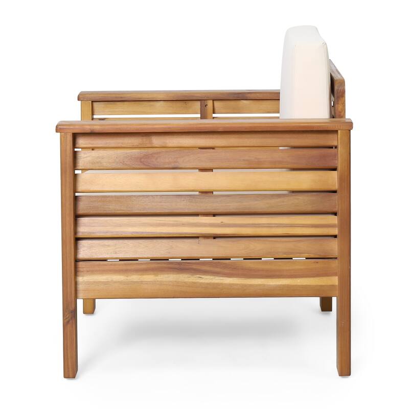 Outdoor Acacia Wood Club Chairs with Cushions,27.75"D x 32"W x 27.75"H
