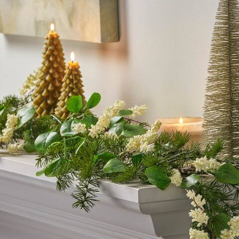 Leigh 5' Eucalyptus and Pine Artificial Garland with Berries by Christopher Knight Home