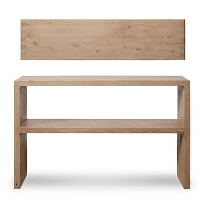 Artissance 48" Waterfall Console Table With Shelf, Weathered Natural Wood