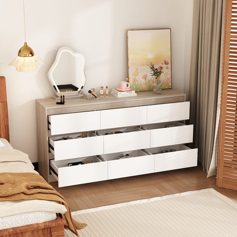 9 Drawer Dresser White Dresser Chest Drawer Storage Organizer Cabinet