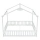preview thumbnail 19 of 28, Double Twin Size Pine Wood House Floor Bed with Fence, Guardrails, without door for Bedroom