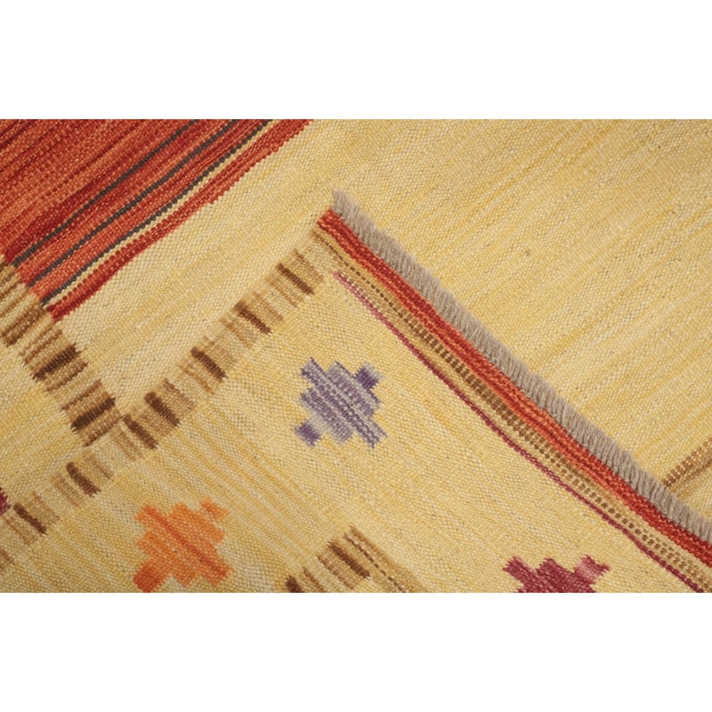 Hand Woven Oriental 100% Wool Carpet Southwestern Tribal Multi-Colored Kilim Area Rug - 8' 2'' X 5' 6''