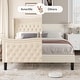 preview thumbnail 2 of 10, King Size Upholstered Platform Bed with Velvet Headboard and Lift-Up Storage, Sturdy Pine