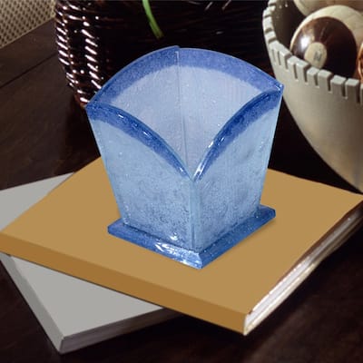 Springdale 4 H Blue Bubble 2-Pack Fused Glass Candle Votive Set