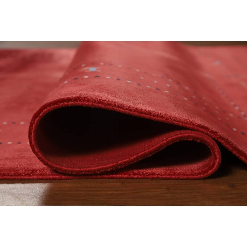 Tribal Gabbeh Indian Area Rug Handmade Red Modern Wool Carpet - 5'4" x 7'6"