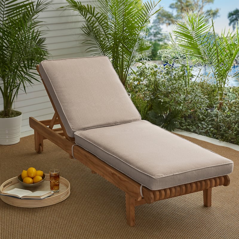 Sorra Home Sunbrella Outdoor Chaise Lounge Cushion - 78 in L x 21 in W x 3 in D - Revive Sand
