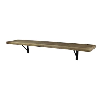 Lg. Mango Wood & Hammered Iron Shelf w/Brackets - ST