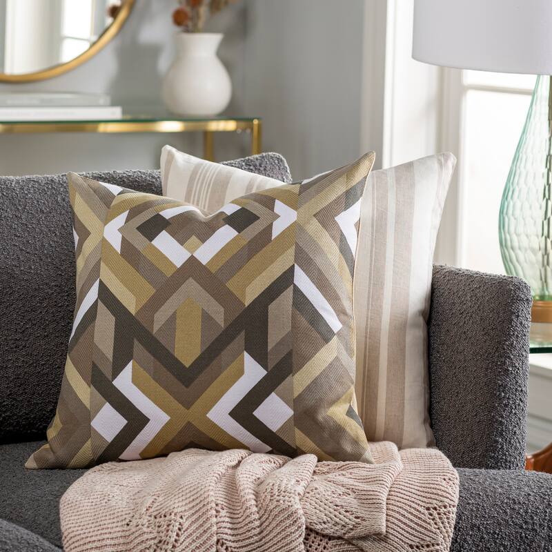 The Curated Nomad Monte Vista Throw Pillow - 18"H x 18"W - Down - Brown/Grey