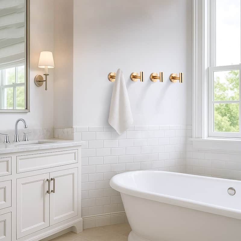 WOWOW Stainless Steel J-Hook Robe/Towel Hook 4 PCS