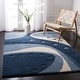 preview thumbnail 3 of 43, SAFAVIEH Florida Shag Riet Abstract 1.2-inch Thick Rug 3'3" x 5'3" - Dark Blue/Ivory - Rectangle