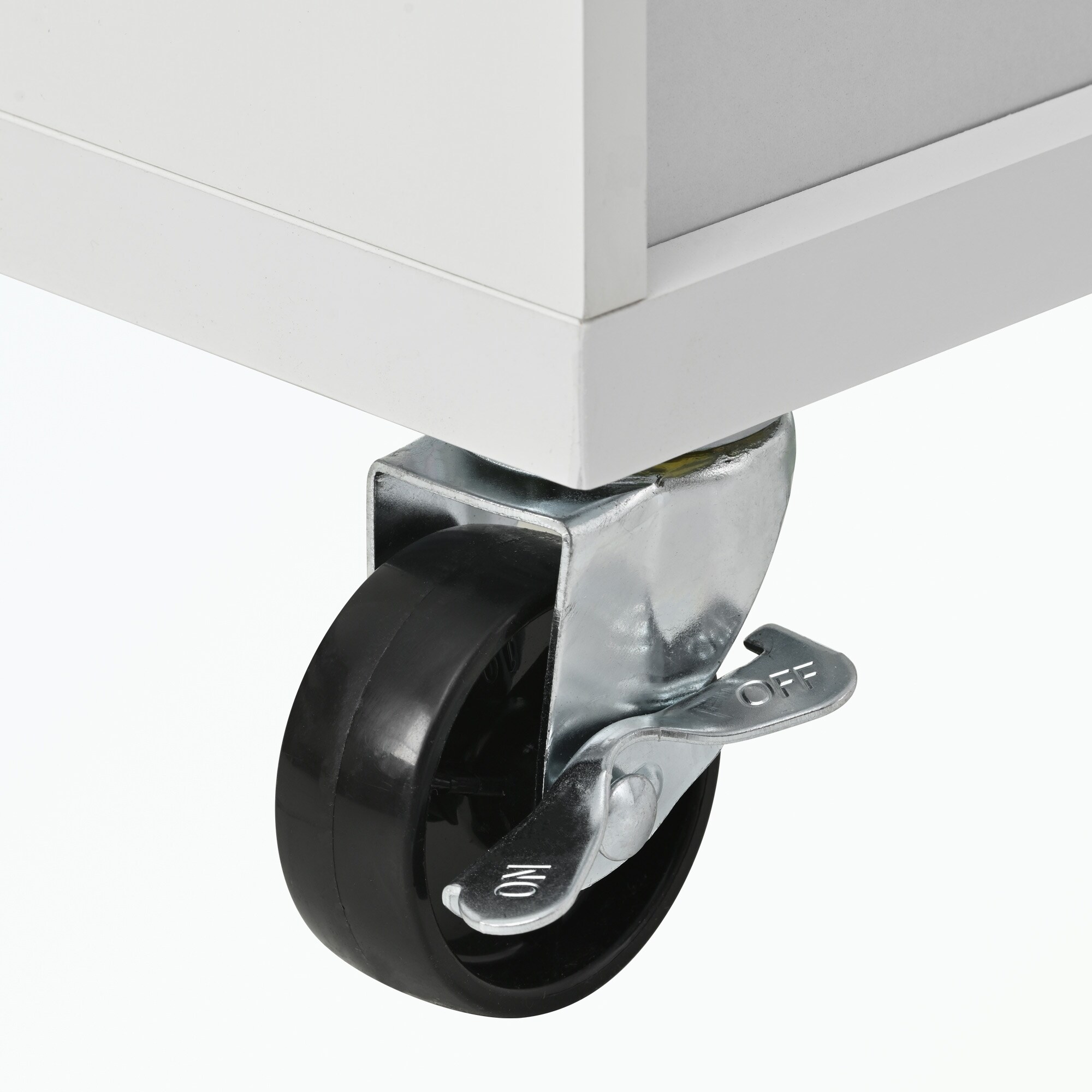 Kitchen Cart on 4 Wheels with 2 Drawers and 3 Open Shelves - On 