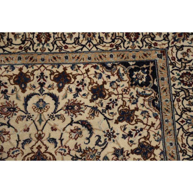 Hand Knotted Oriental 100% Wool Carpet Traditional Floral Beige & Ivories Nain Area Rug - 5' 0'' X 3' 3''