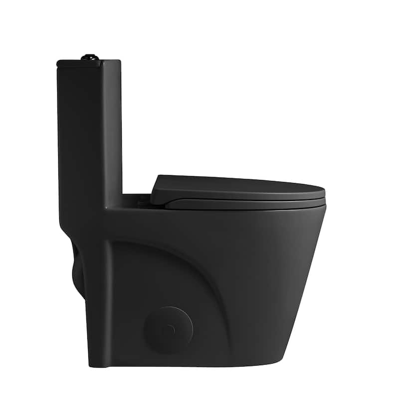 1.1/1.6 GPF Tornado Flush One-Piece Toilet,Siphonic S-trap 12",Elongated Bowl with Soft Close Seat,Chair Seat ADA Height 17"