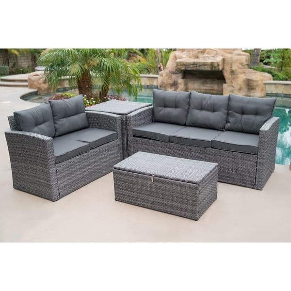 Shop Belleze 4pc Deep Seating Sectional Patio Set Backyard Seat