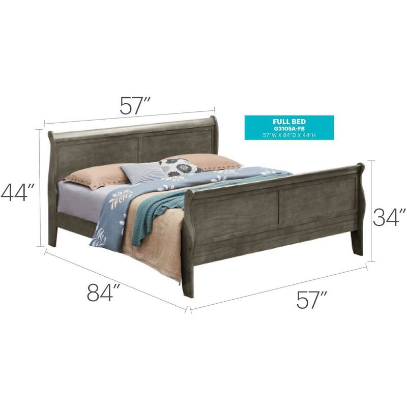Gray Full Bed with Transitional Style, Neutral Finish and Durable Build for Modern Bedrooms with Organized Living