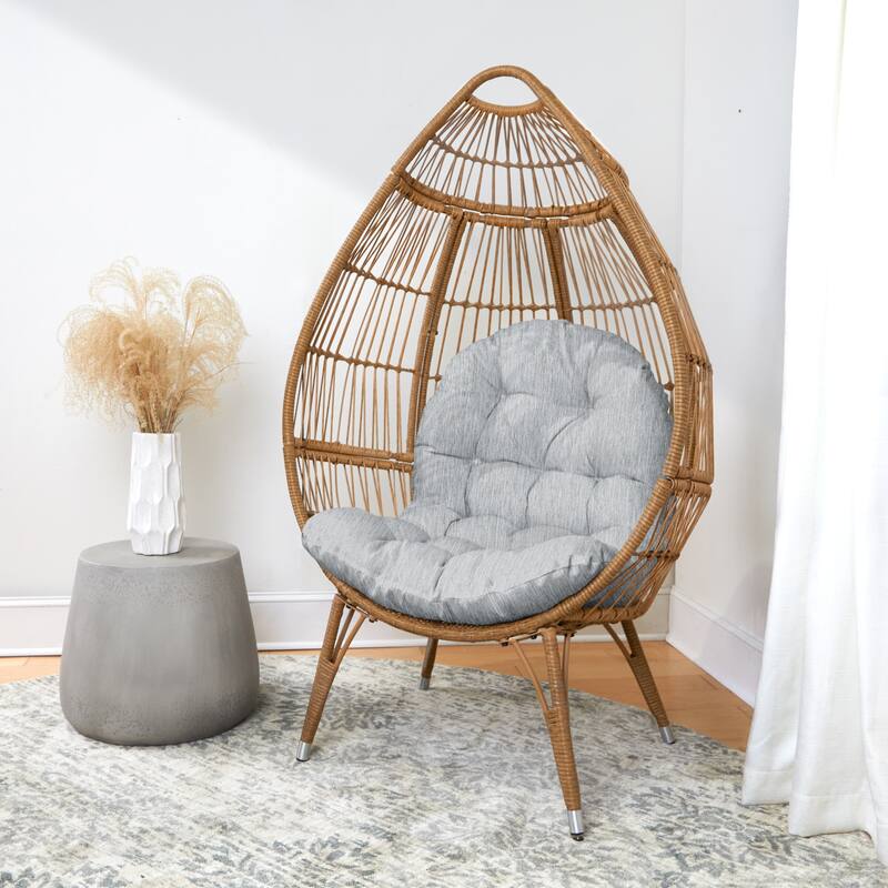 Sorra Home Indoor Textured Egg Chair Replacement Cushion (Cushion Only) - 44 in x 27 in x 4 in - Andel Silver