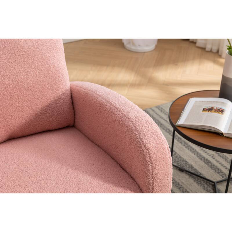 Teddy Fabric Rocking Chair With Right Pocket