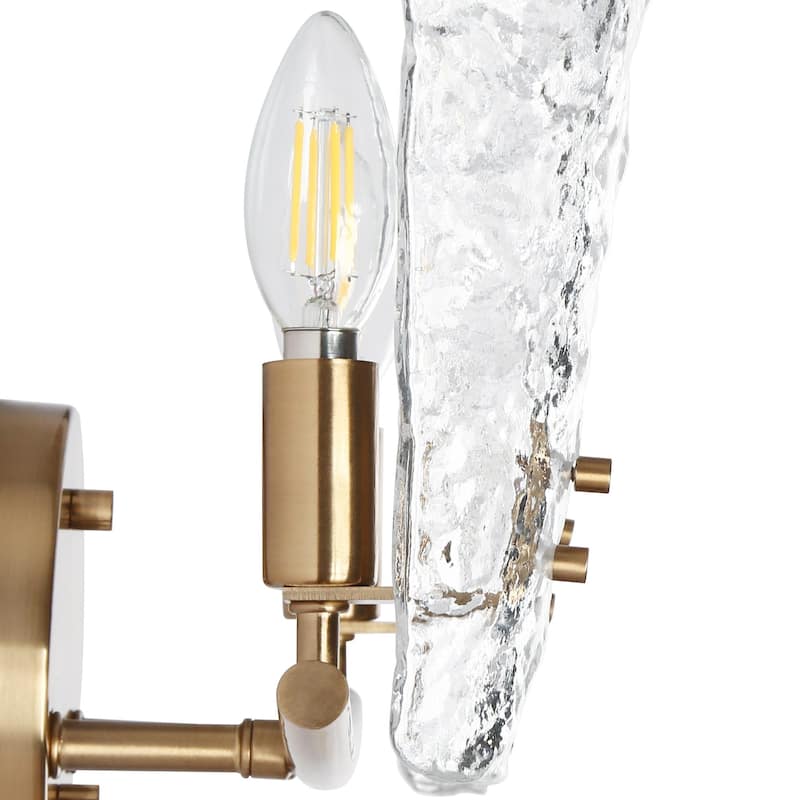 Fenro Modern 3-Light Gold Bathroom Vanity Light Textured Glass Wall Sconce