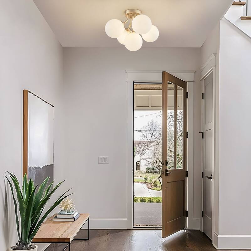 Starsky 5-LIght Globe Glass Sputnik Semi Flush Mount Ceiling Light