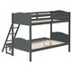 preview thumbnail 24 of 25, Elegant Twin over Full Bunk Bed with Camelback Headboard, Angled Ladder, Guardrails & Mission-Style Design