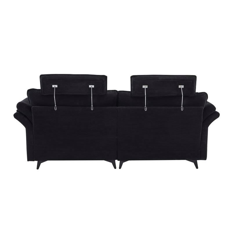 85.8" Corduroy Sectional Sofa with Ottomans, Flared Arms Loveseat, Convertible Sleeper Couch Modern Modular Sofa Bed