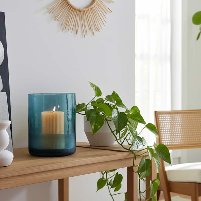 Decorative Glass Pillar Candle Holder With Modern Cylindrical Design